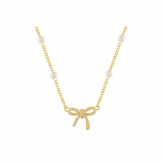 Party Bow Pearl Necklace